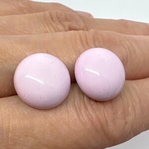 1970s Retro‎ Round Stud Earrings Light Pink Domed Cabochon Button Style Women's